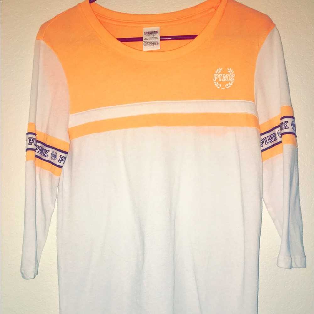 Orange and White T-shirt by PINK ❤️